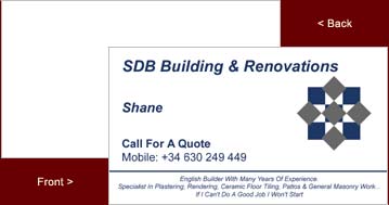 SDB Building & Renovations Business Card